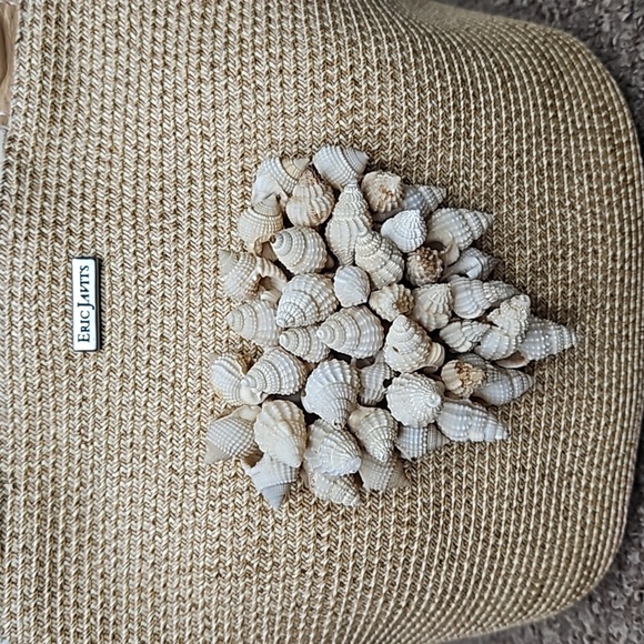 Eric Javits Tan Straw Shells Purse Handbag 13" x 13" - Picture 2 of 8